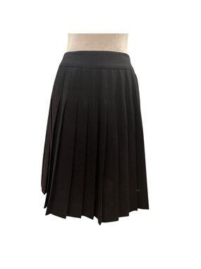Vintage Louben Black Wool Pleated Mini Skirt Size 10 (Fits 28” Waist / US 6)